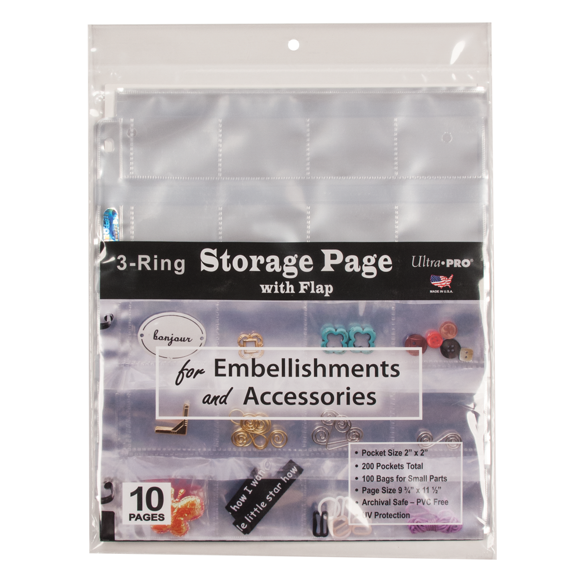 3-Hole Storage Pages (10ct) with Flaps